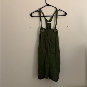 Cute thrifted Patrons of Peace army green romper